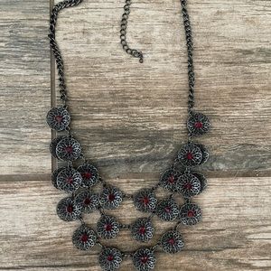 SOLD 3 for $10 Maroon Floral Layered Dangle